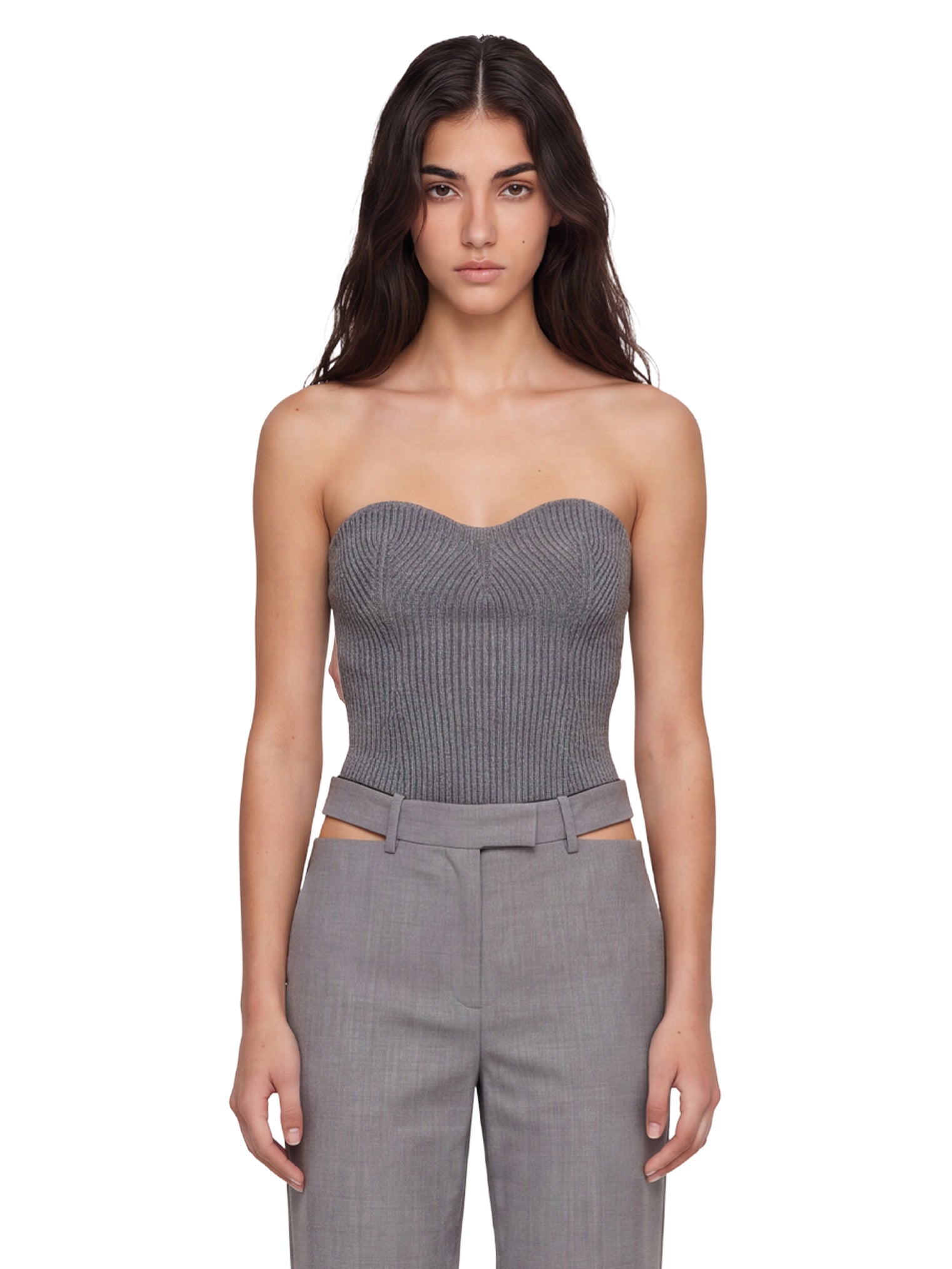 Top a costine in grigio 
