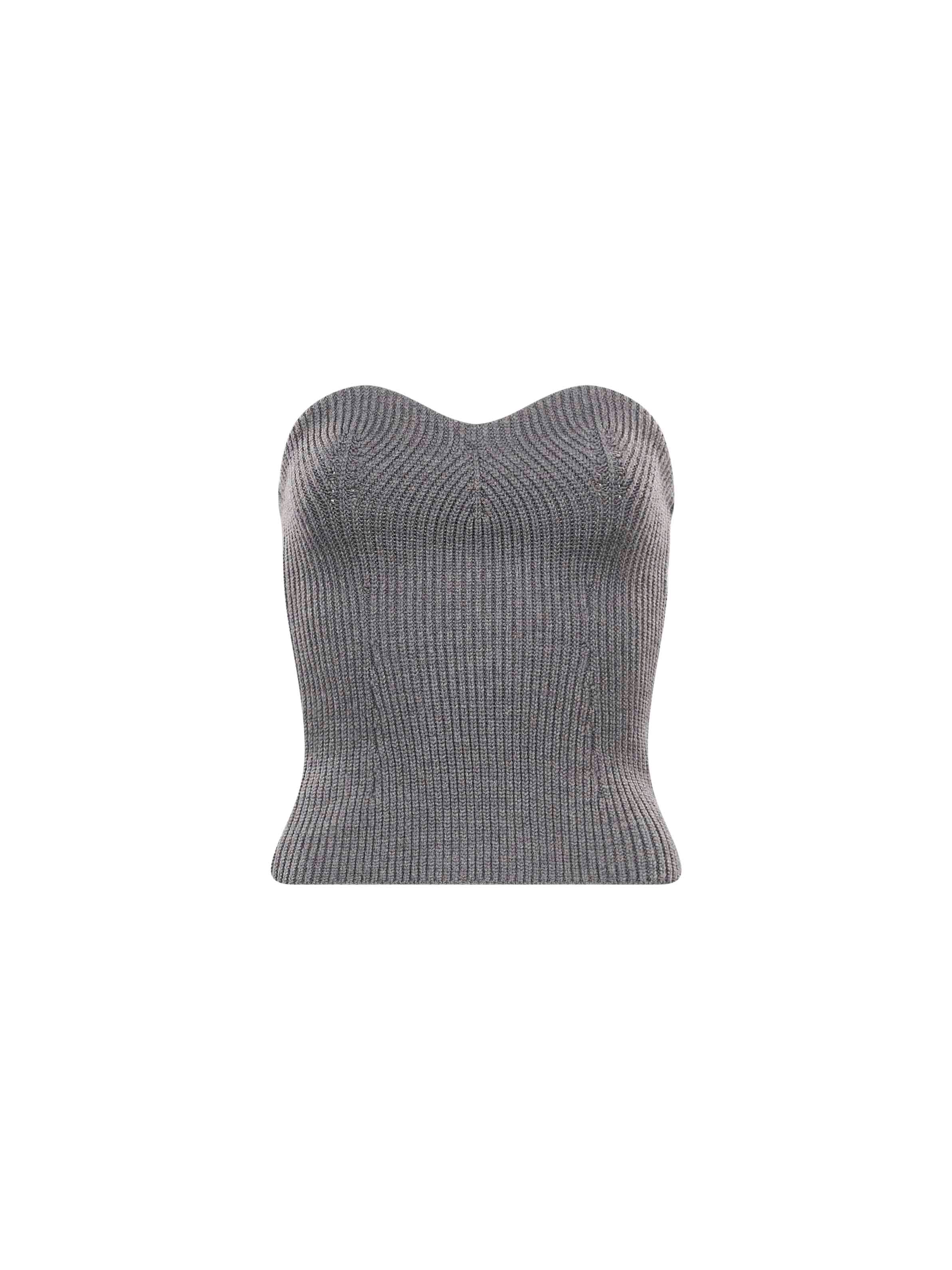 Top a costine in grigio 