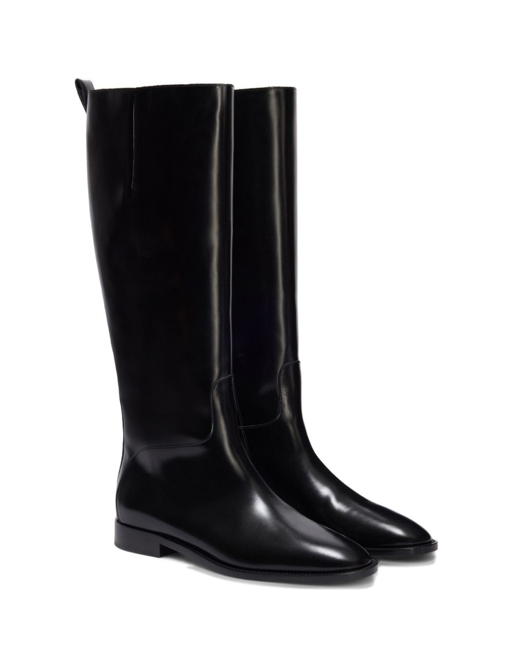 Stivali al ginocchio in pelle in nero 