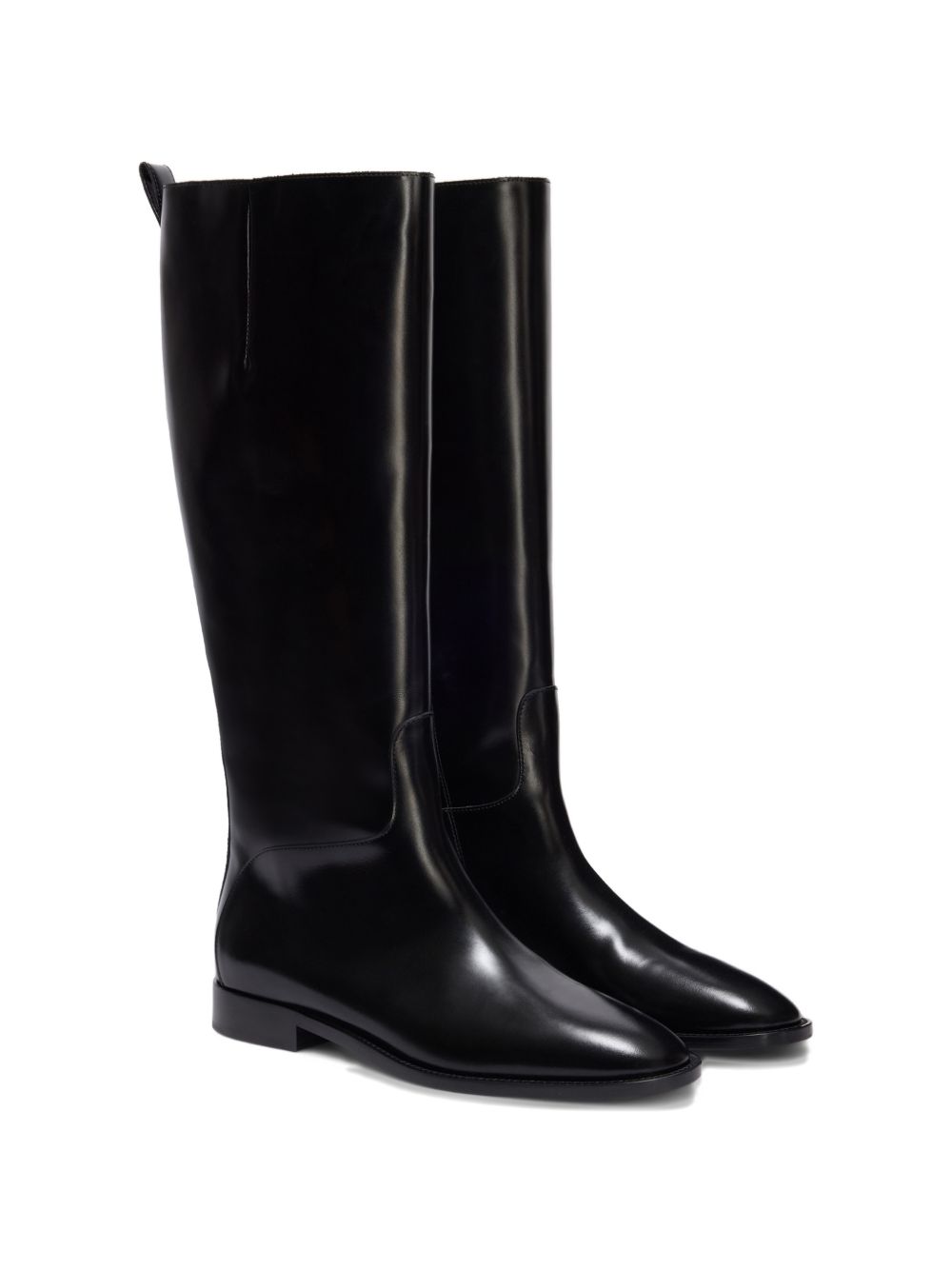 Stivali al ginocchio in pelle in nero 
