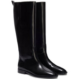 Stivali al ginocchio in pelle in nero 