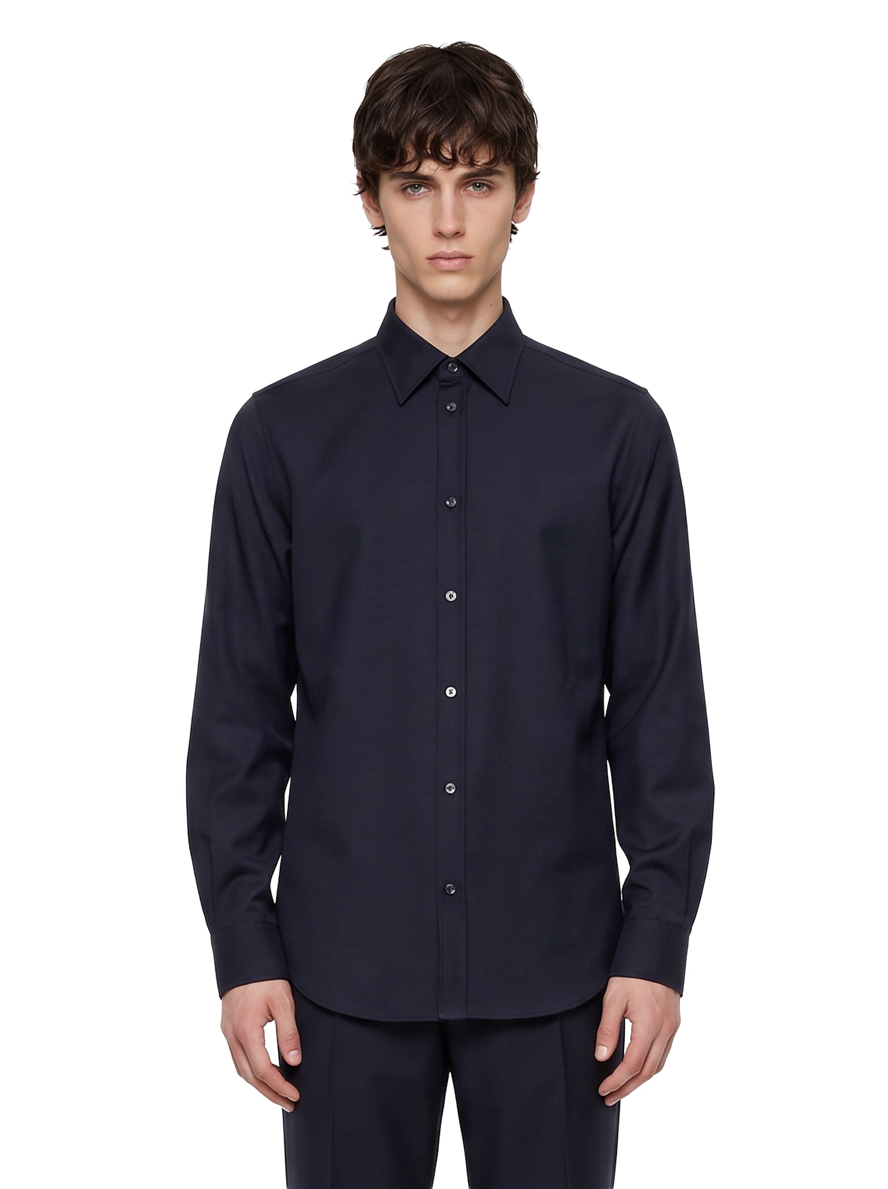 Camicia con colletto a punta in blu scuro 