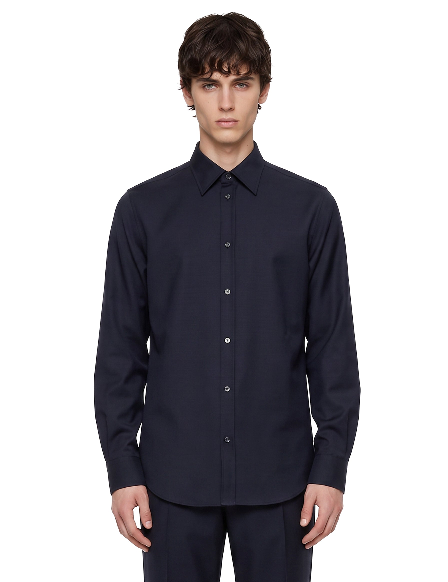 Camicia con colletto a punta in blu scuro 