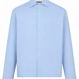 Camicia con logo ricamato in azzurro 