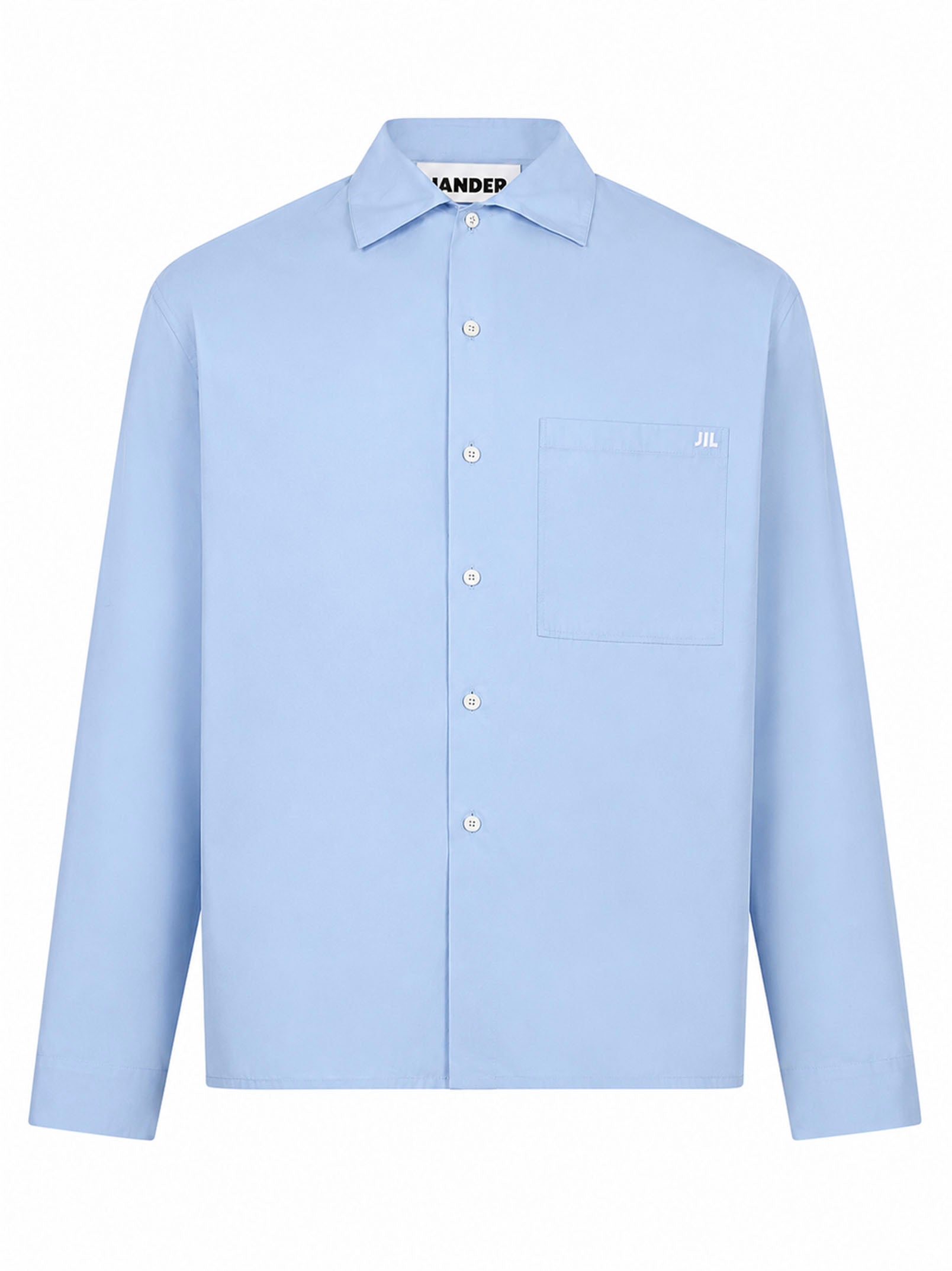 Camicia con logo ricamato in azzurro 