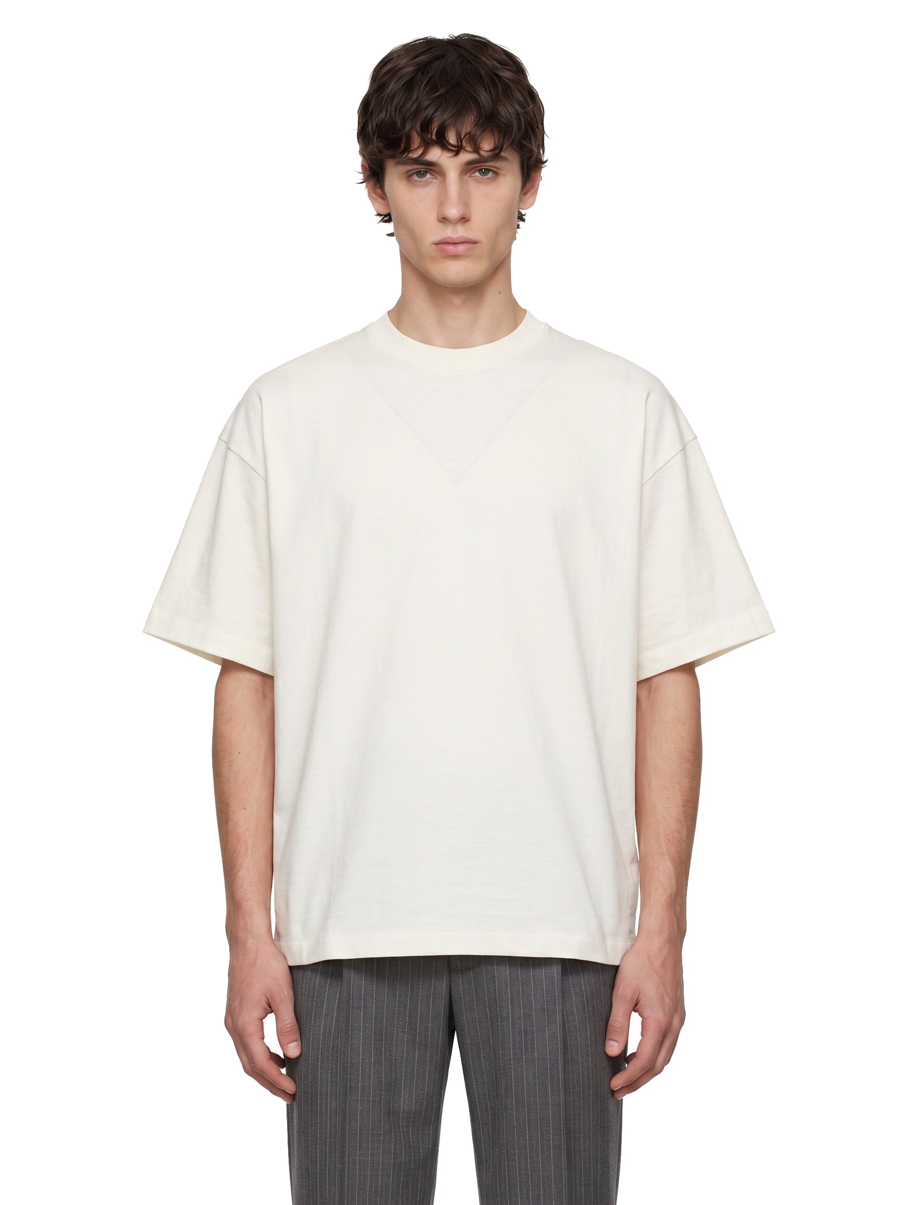 T-shirt girocollo con logo in bianco 