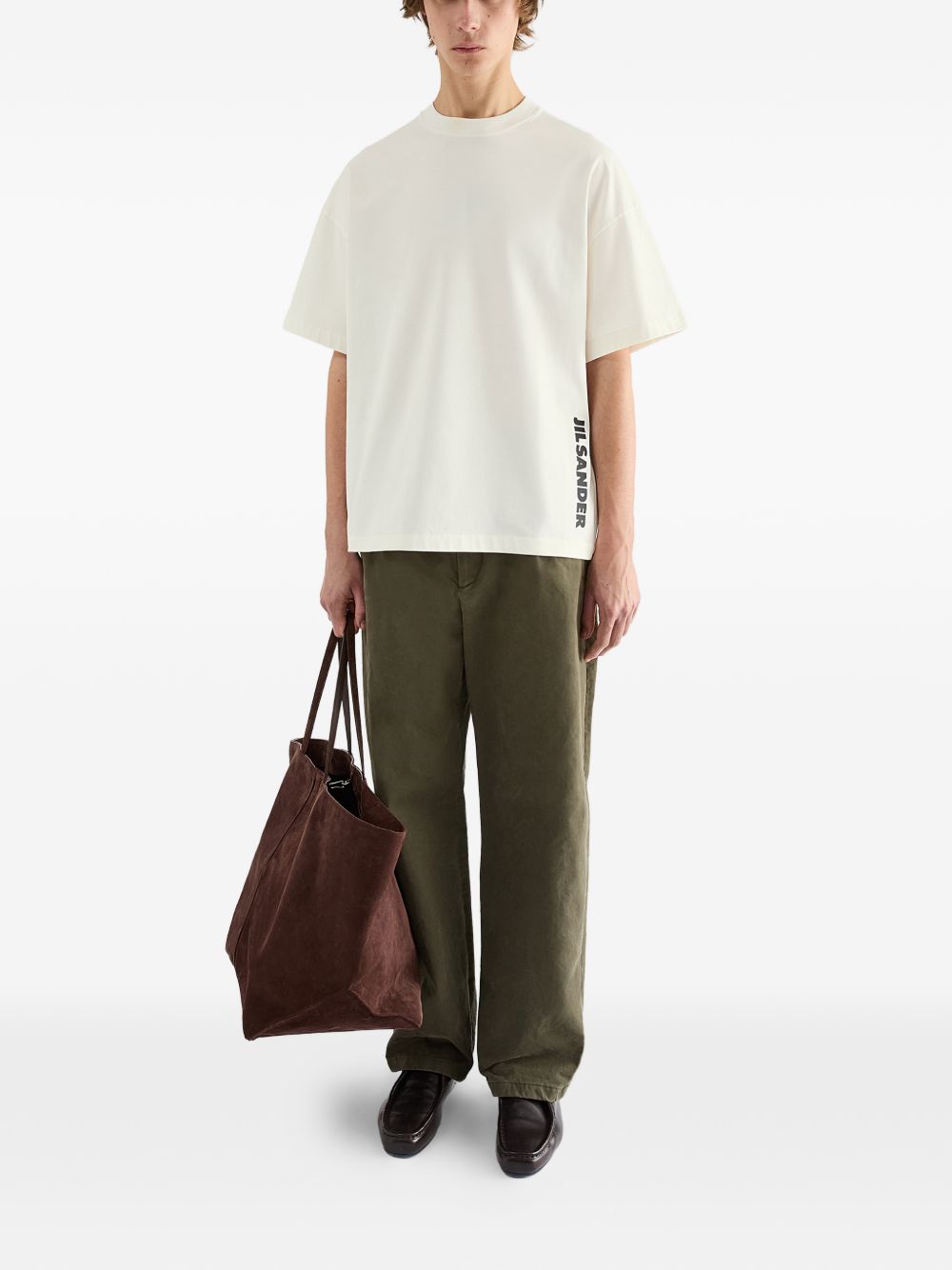 T-shirt girocollo con logo in bianco 