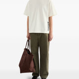 T-shirt girocollo con logo in bianco 