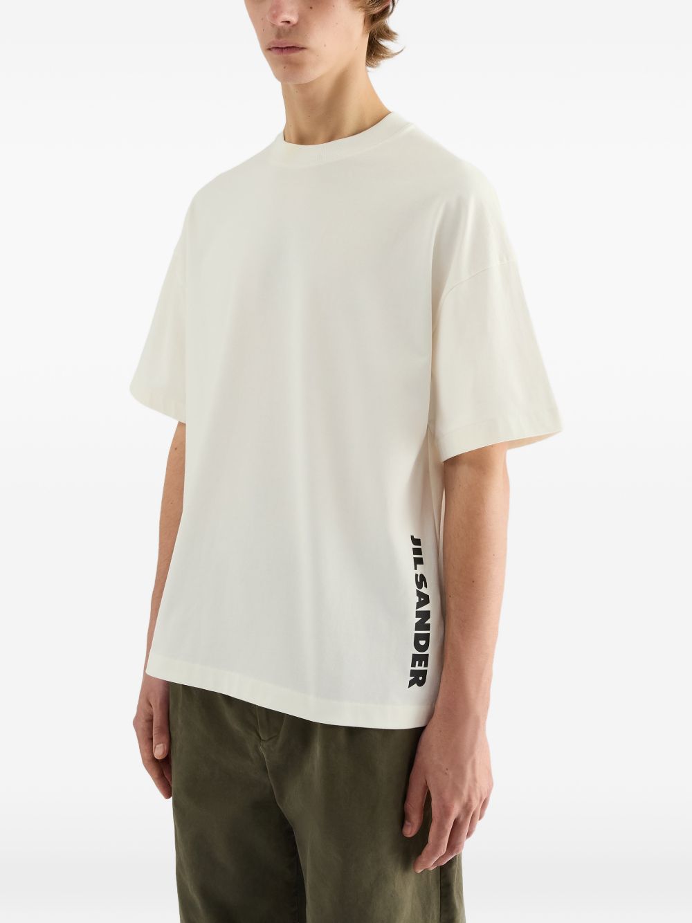 T-shirt girocollo con logo in bianco 