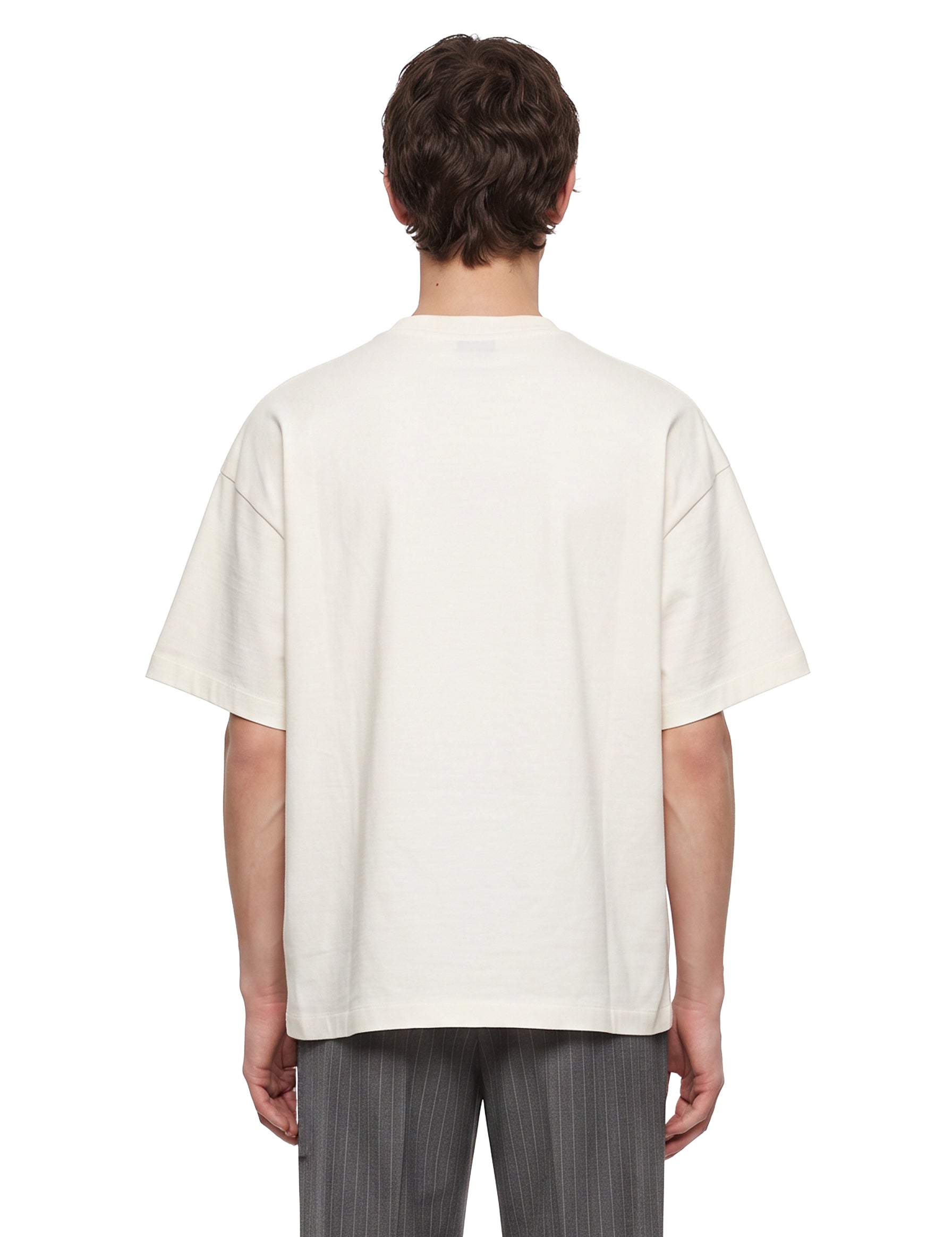 T-shirt girocollo con logo in bianco 