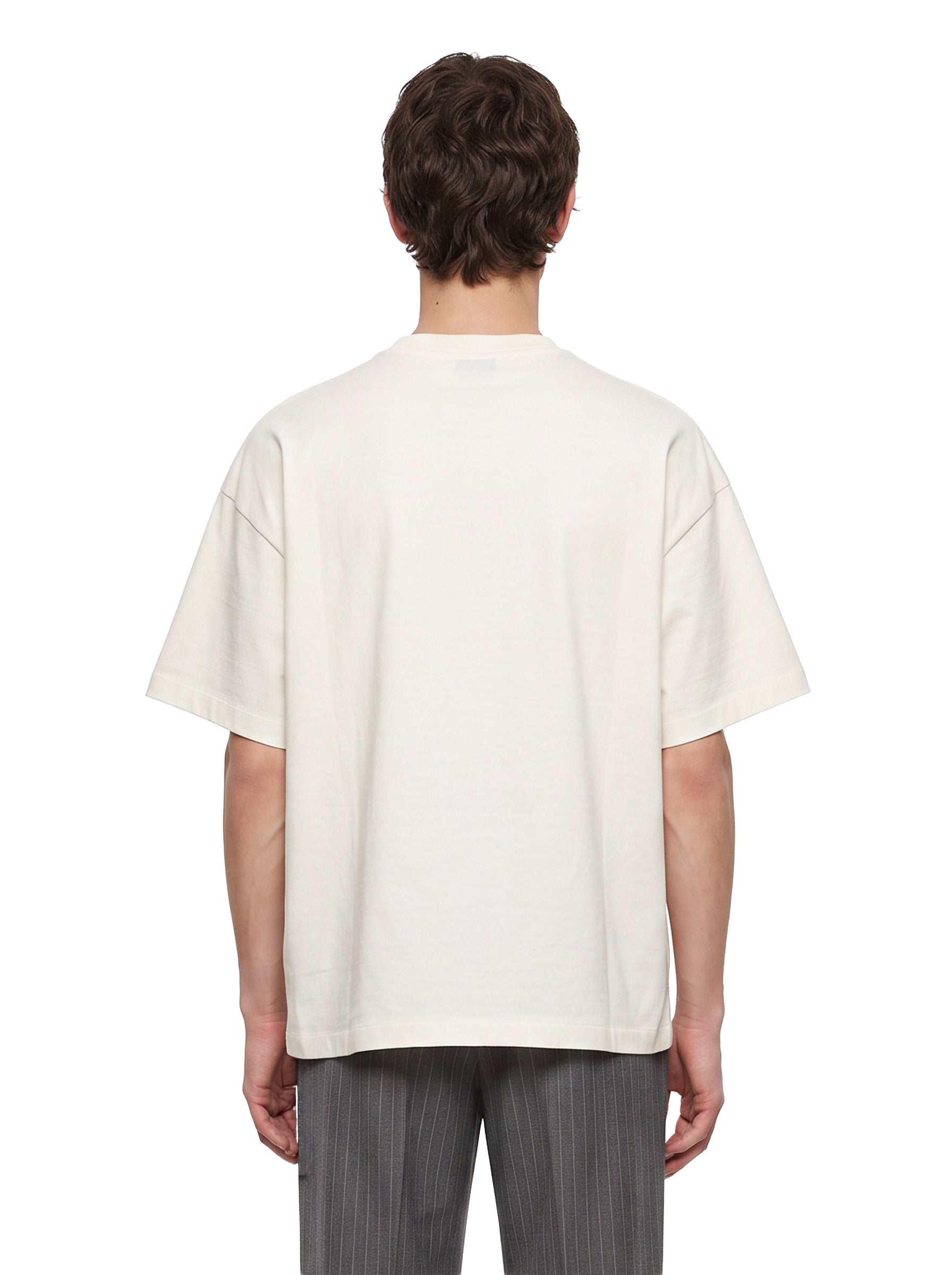 T-shirt girocollo con logo in bianco 