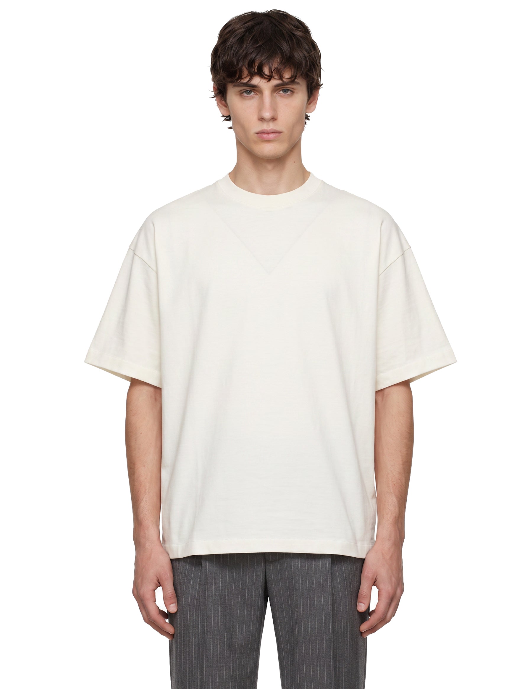 T-shirt girocollo con logo in bianco 