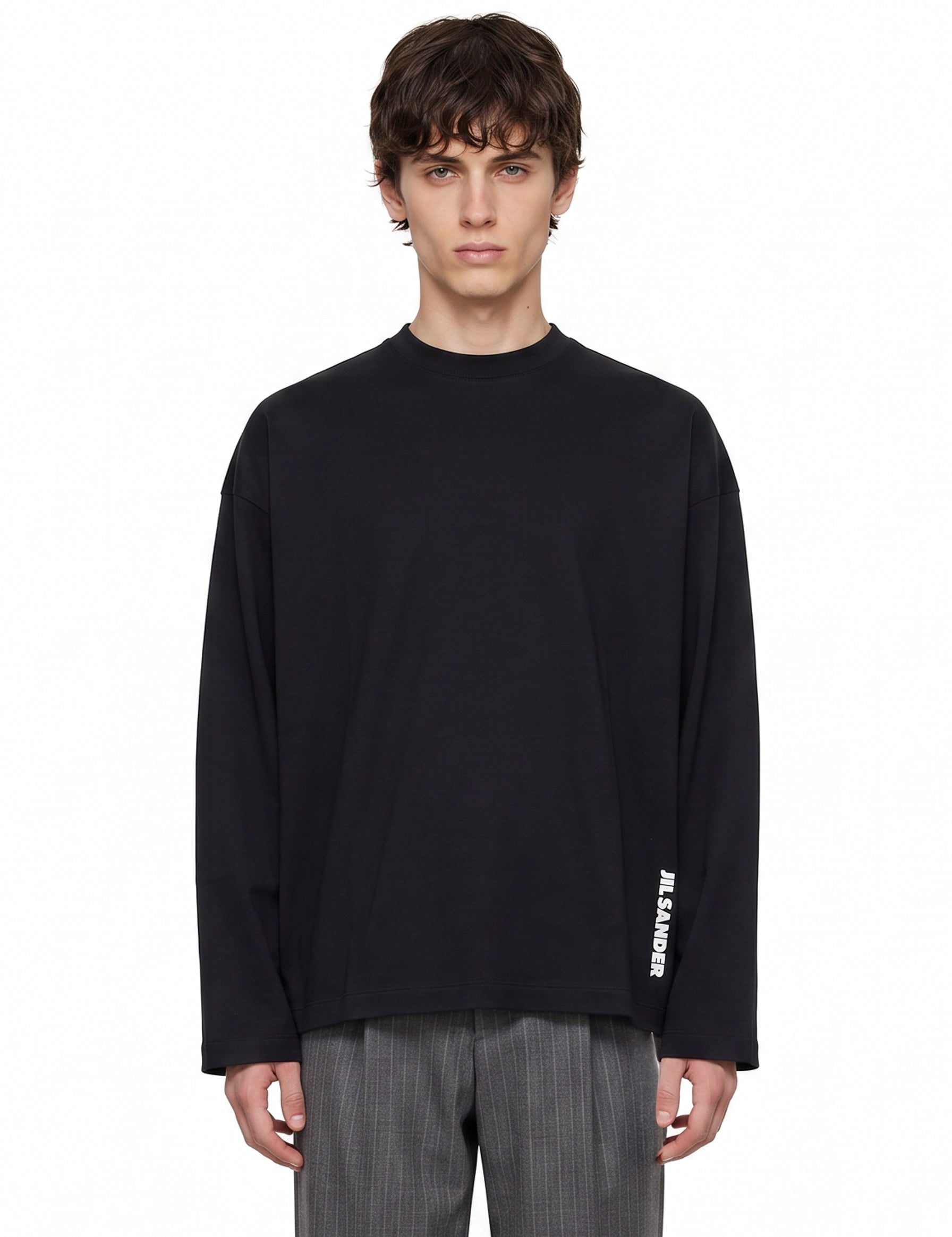 T-shirt girocollo con logo in nero 