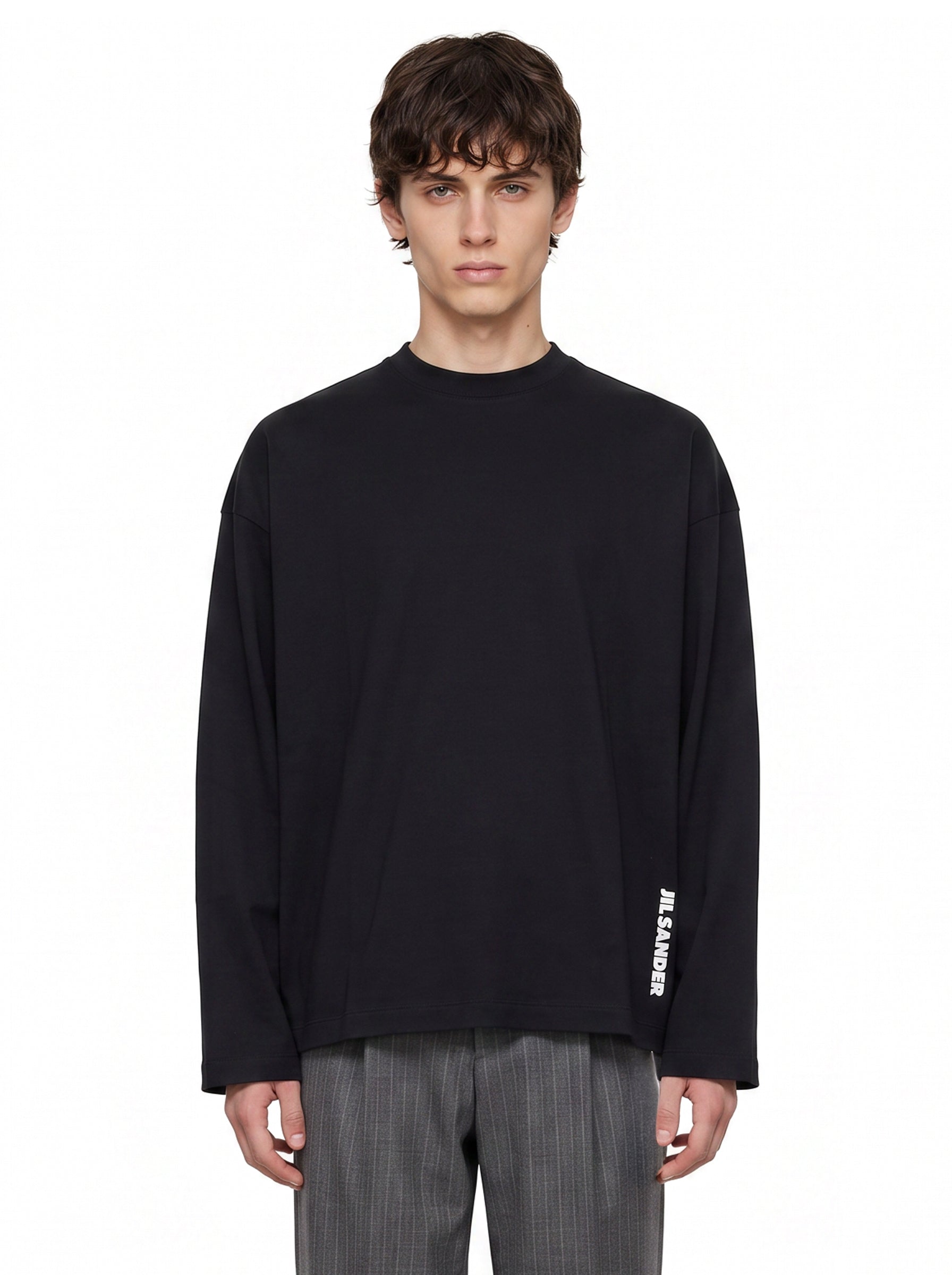 T-shirt girocollo con logo in nero 