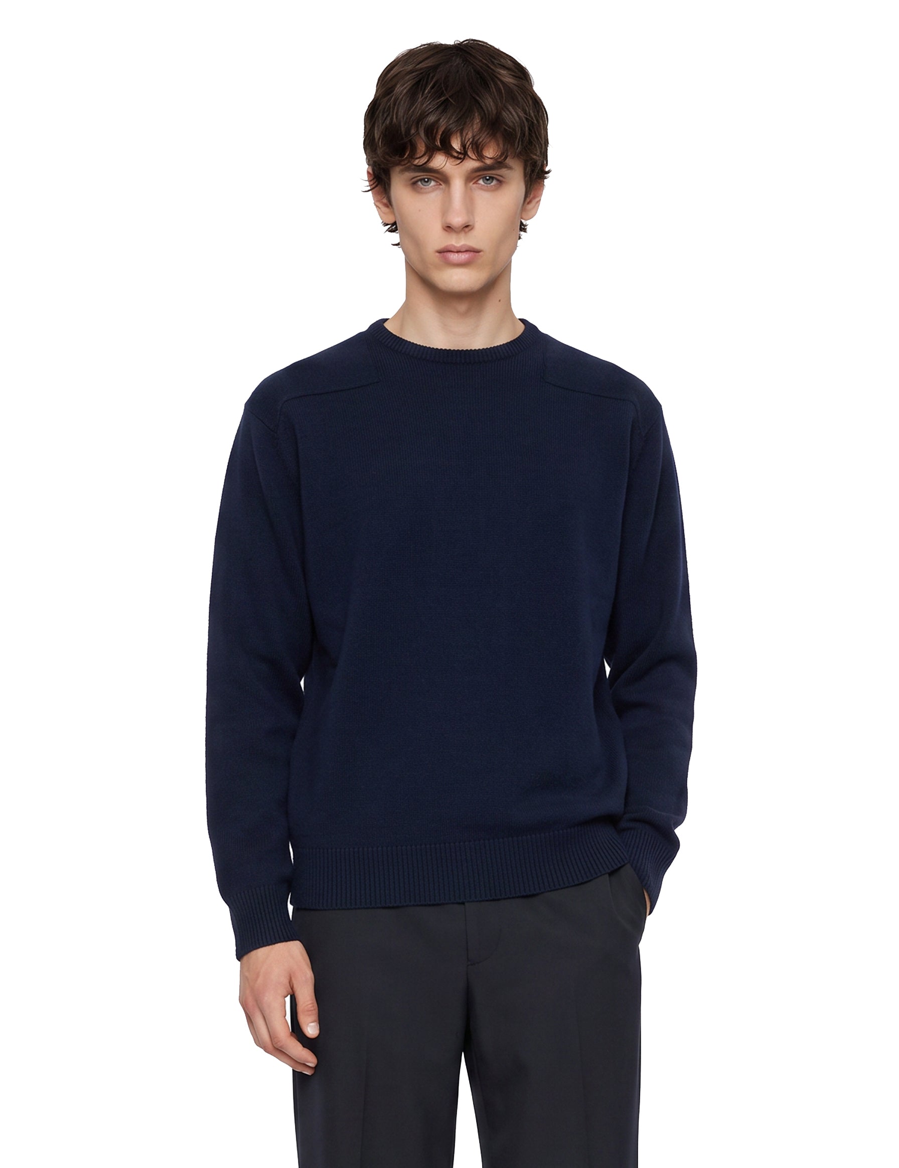 Maglione girocollo in blu scuro 