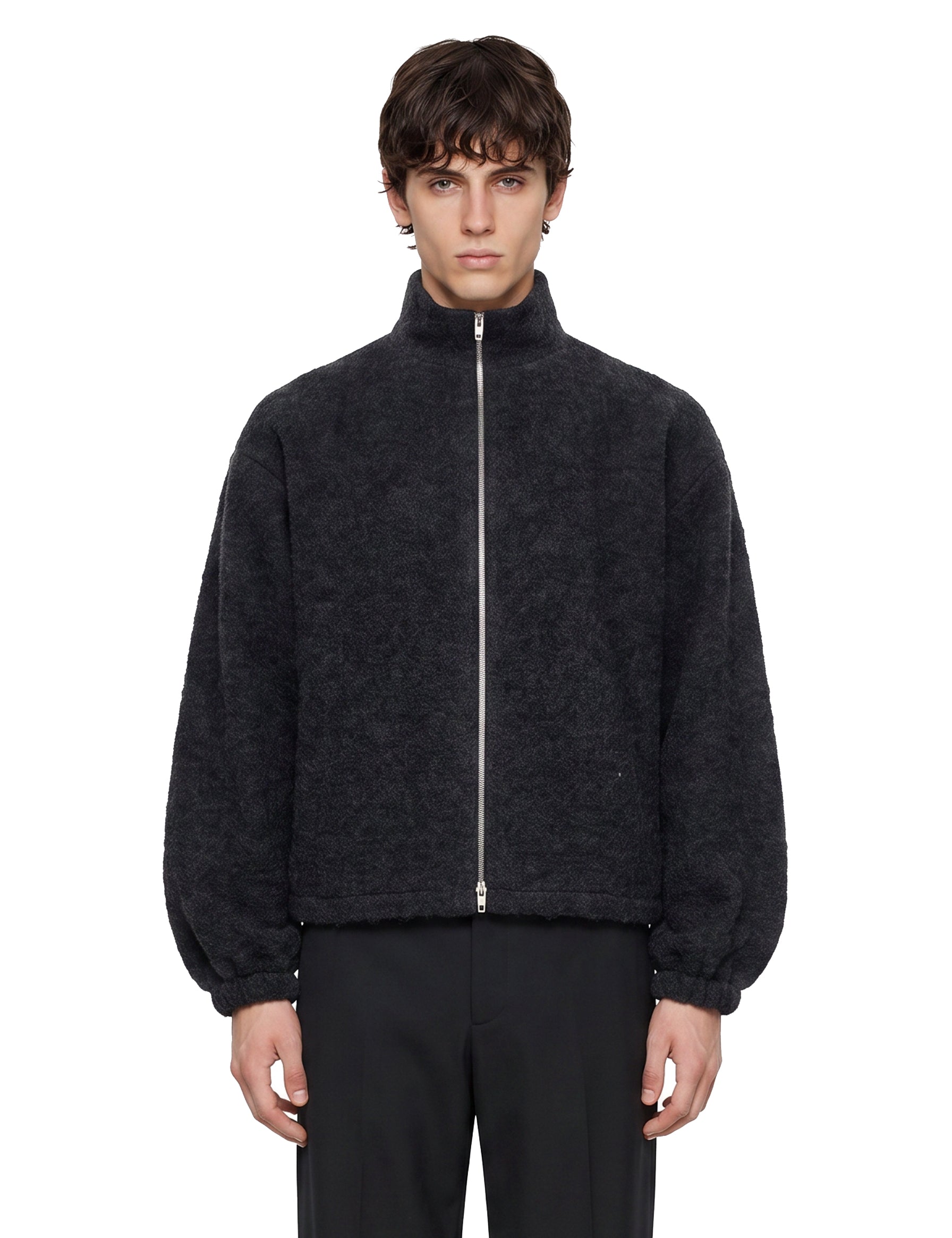 Giacca con zip in grigio scuro 