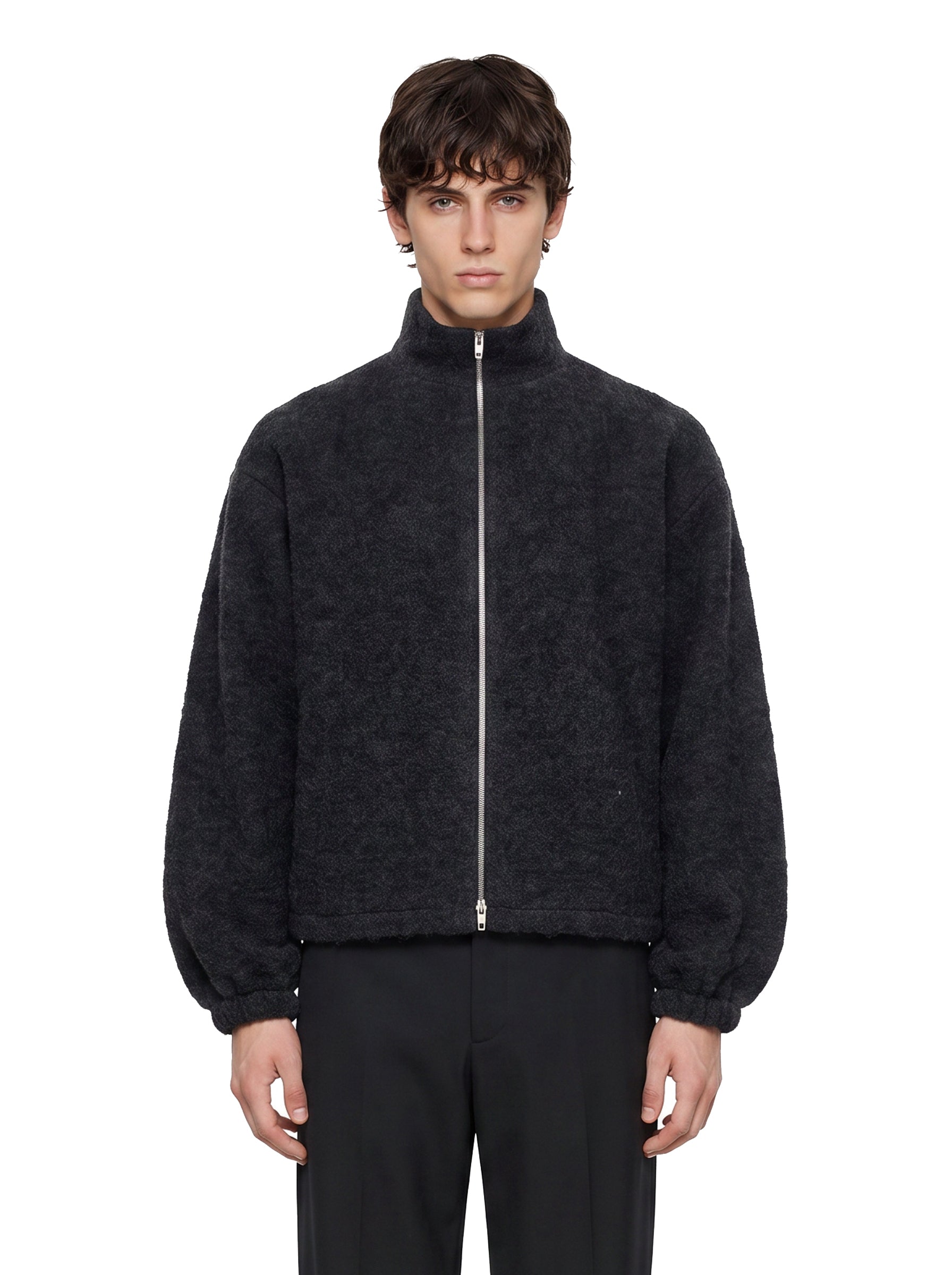 Giacca con zip in grigio scuro 