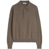 Maglione con colletto polo in marrone 