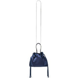 Borsa satinata con cristalli in blu 