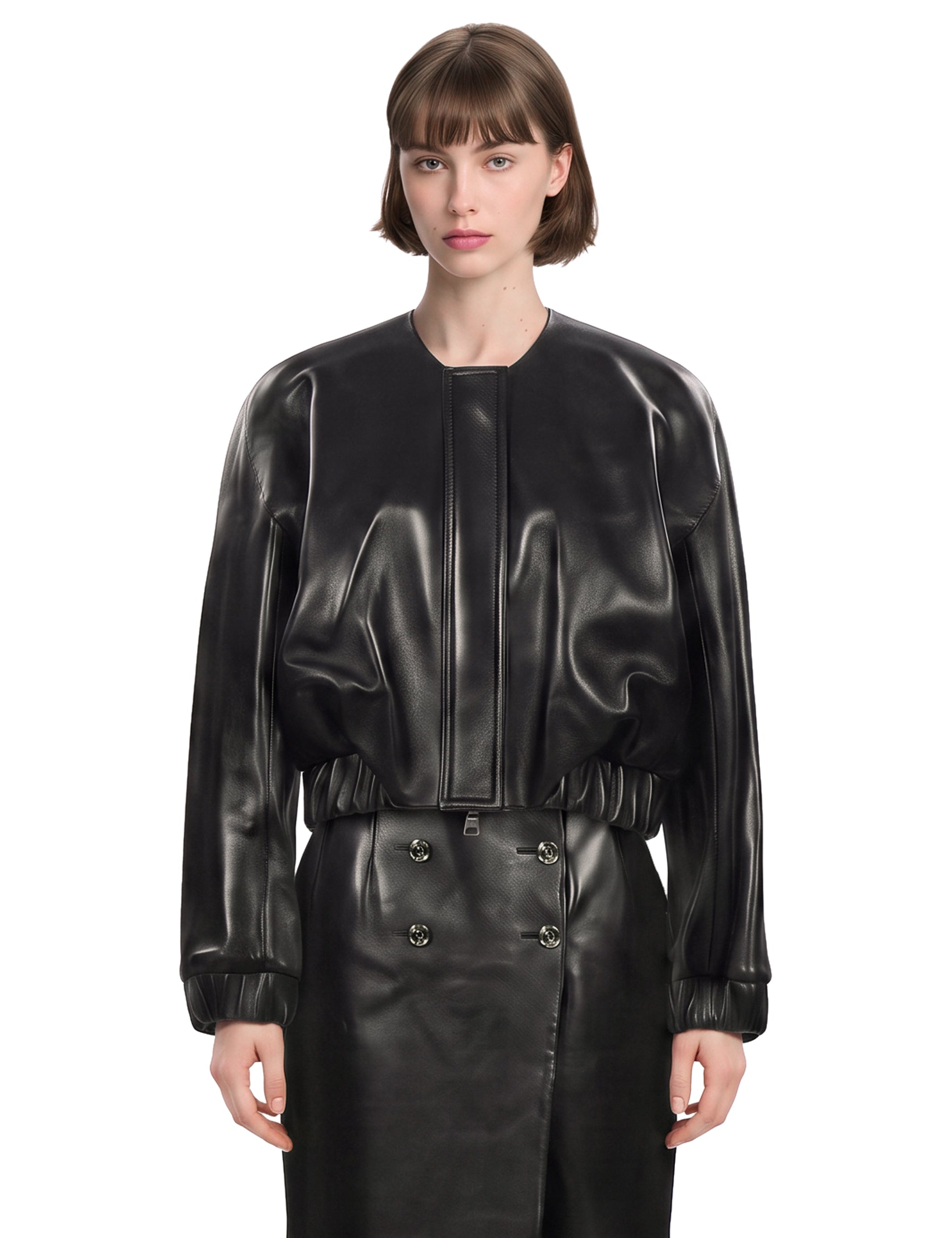 Bomber in pelle Cordan in nero 