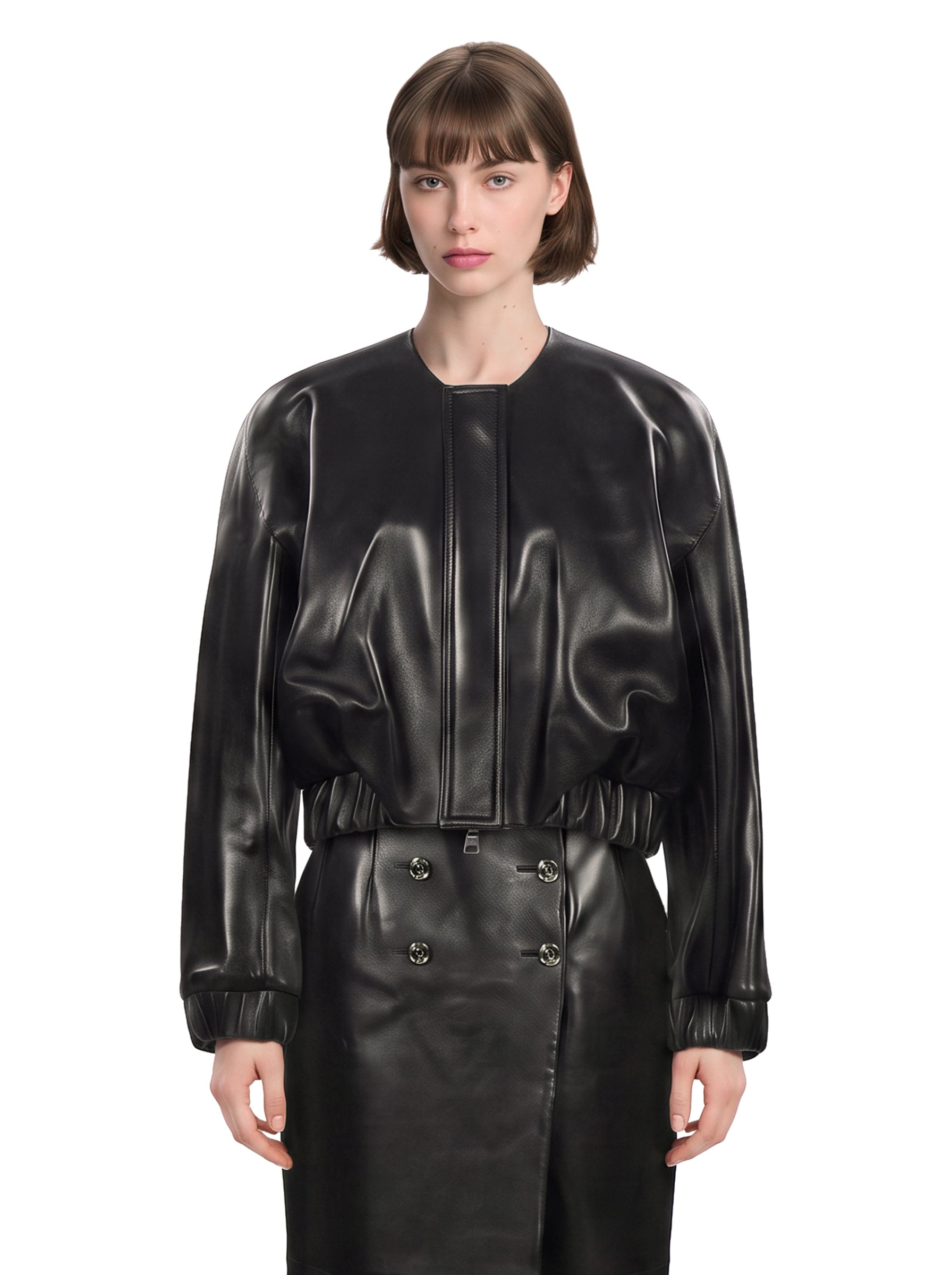 Bomber in pelle Cordan in nero 