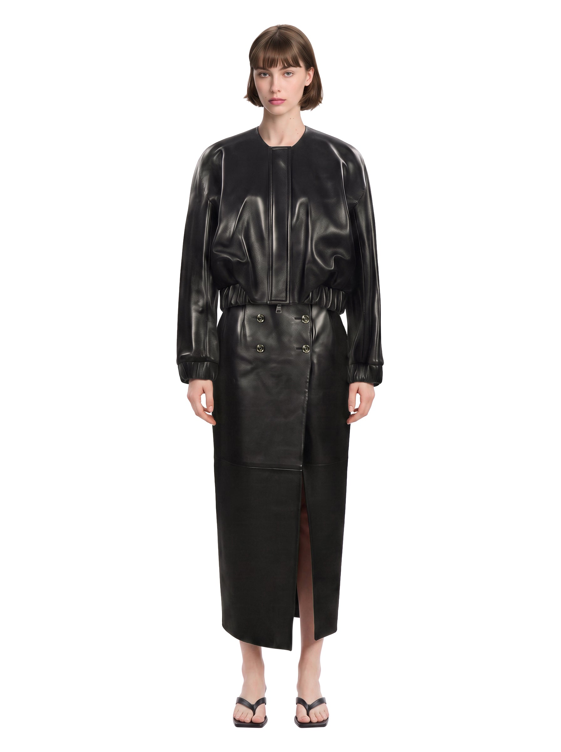 Bomber in pelle Cordan in nero 