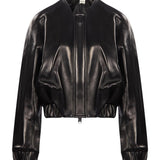 Bomber in pelle Cordan in nero 
