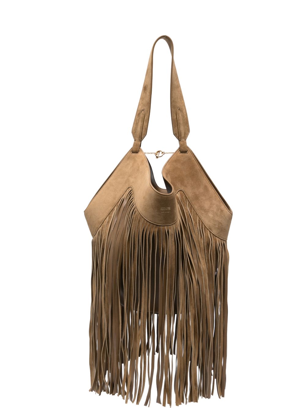Borsa Lotus con frange in beige 
