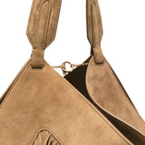 Borsa Lotus con frange in beige 