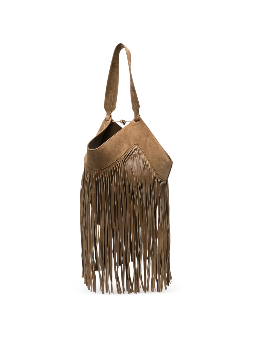 Borsa Lotus con frange in beige 