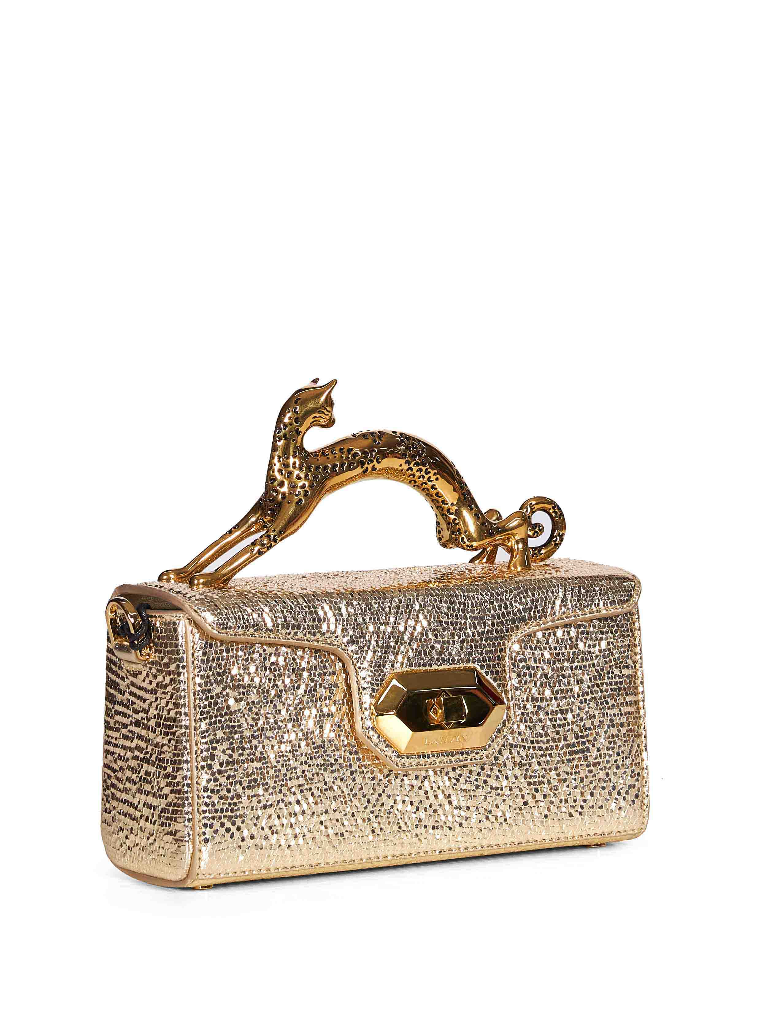 Borsa Nano Pencil Cat in oro 