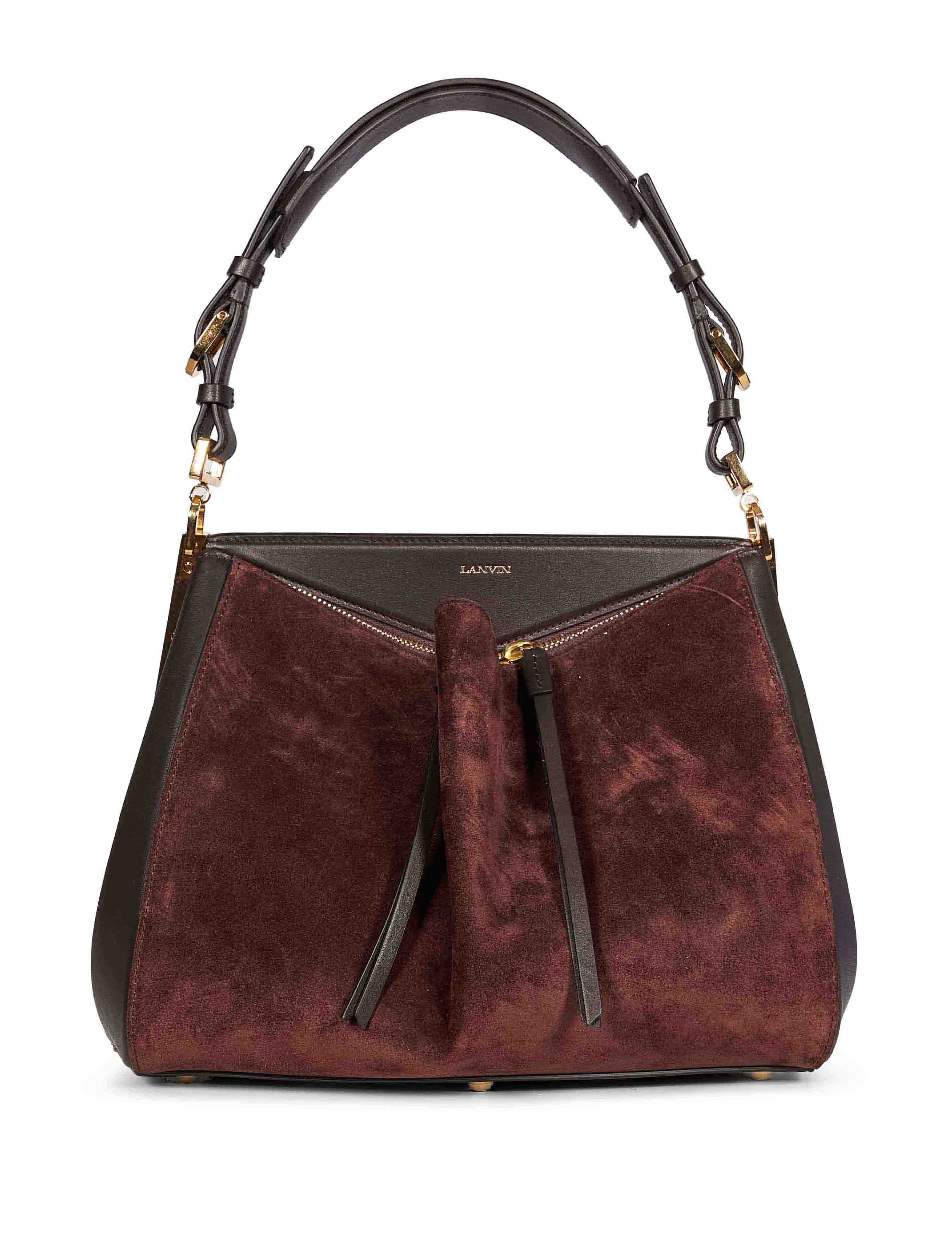 Borsa a spalla in suede marrone 