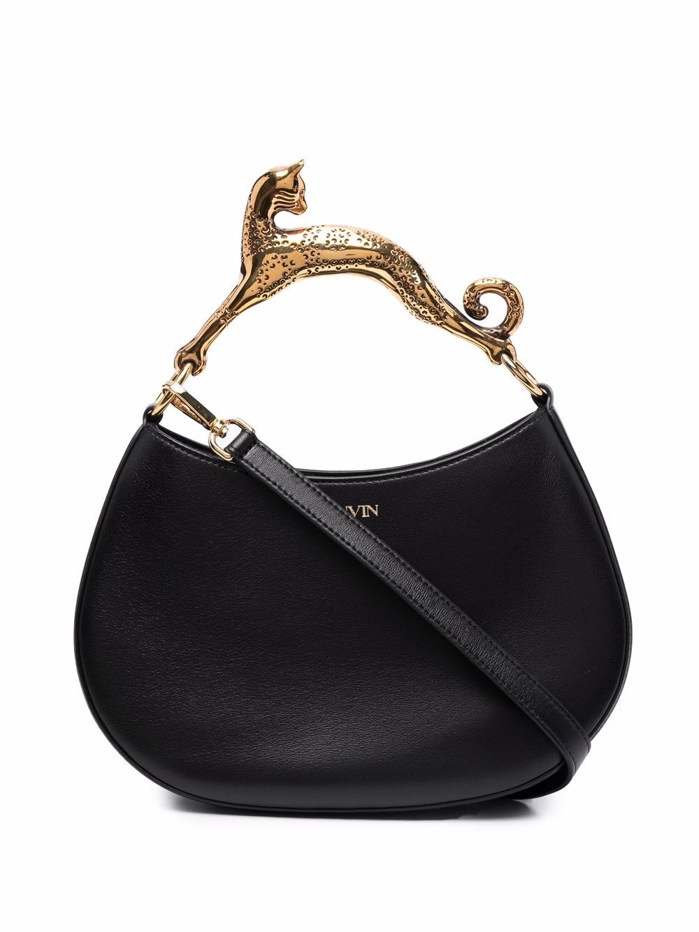 Borsa in pelle Hobo Cat in nero 