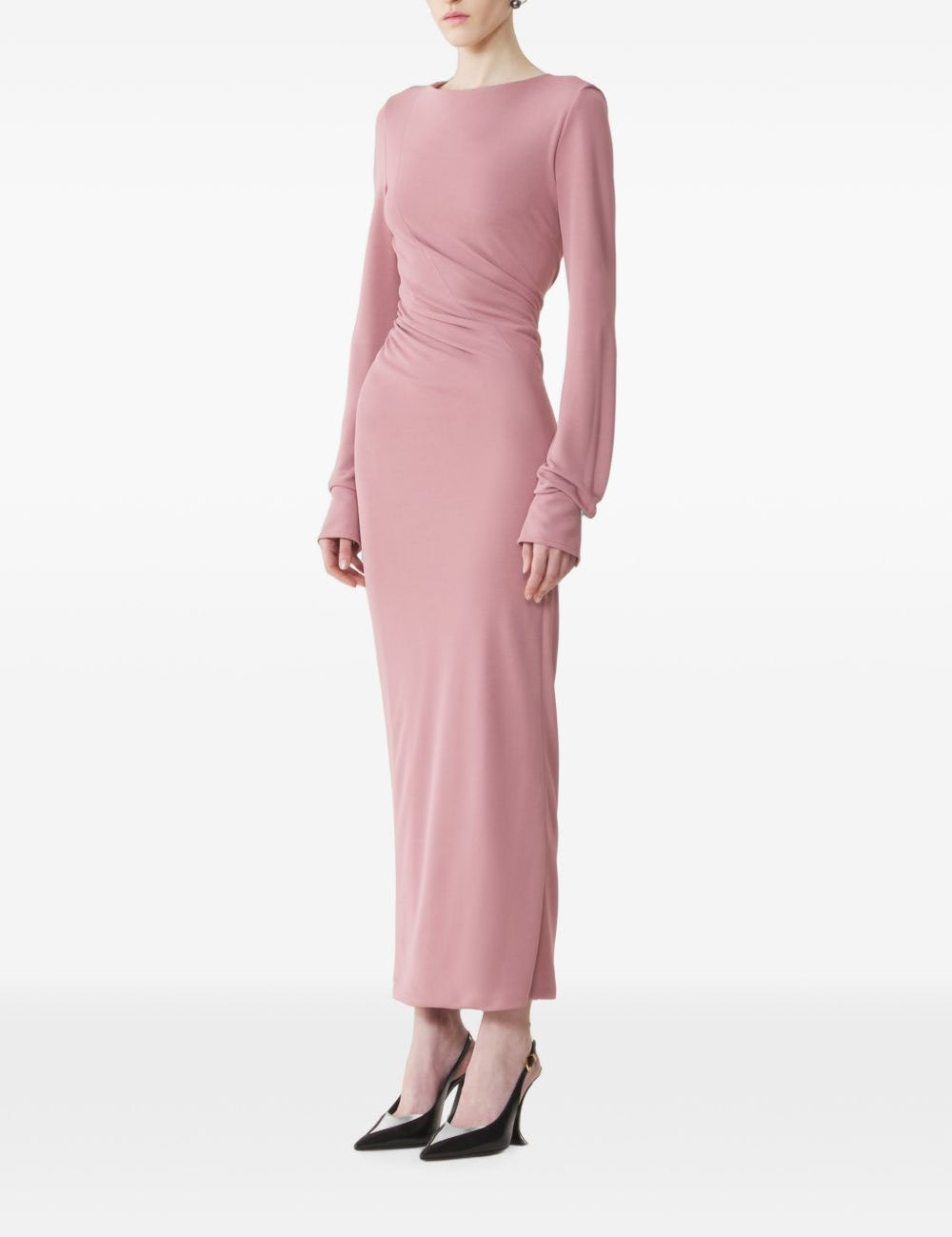 Abito midi in viscosa in rosa 