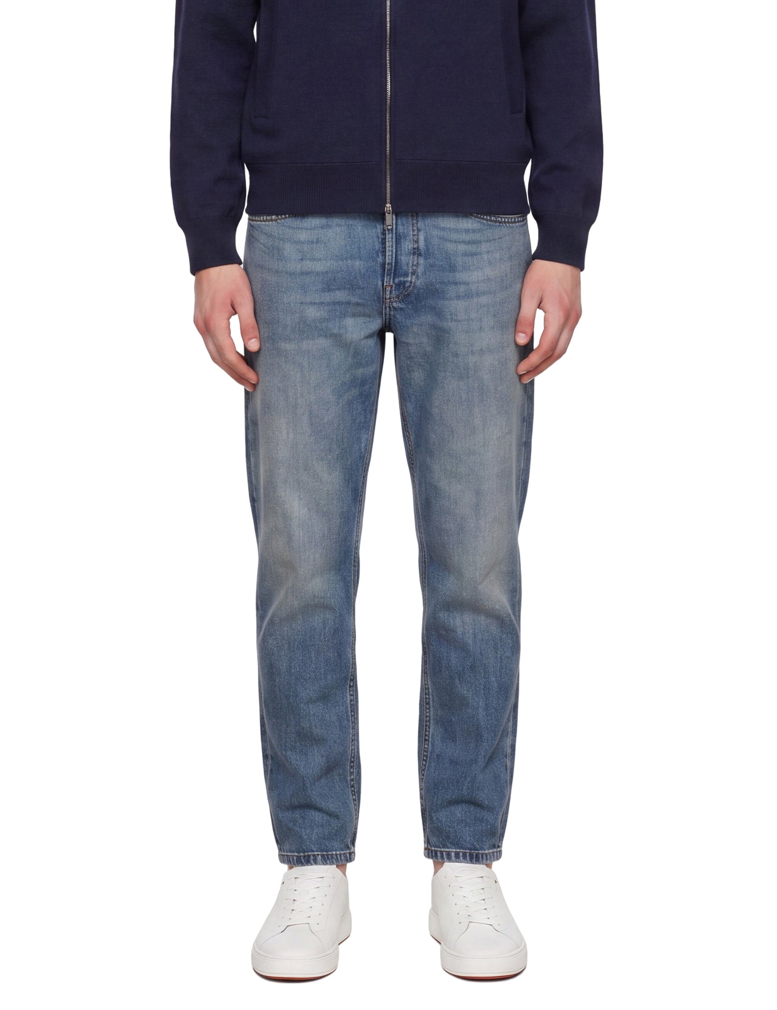 Jeans cinque tasche in blu 