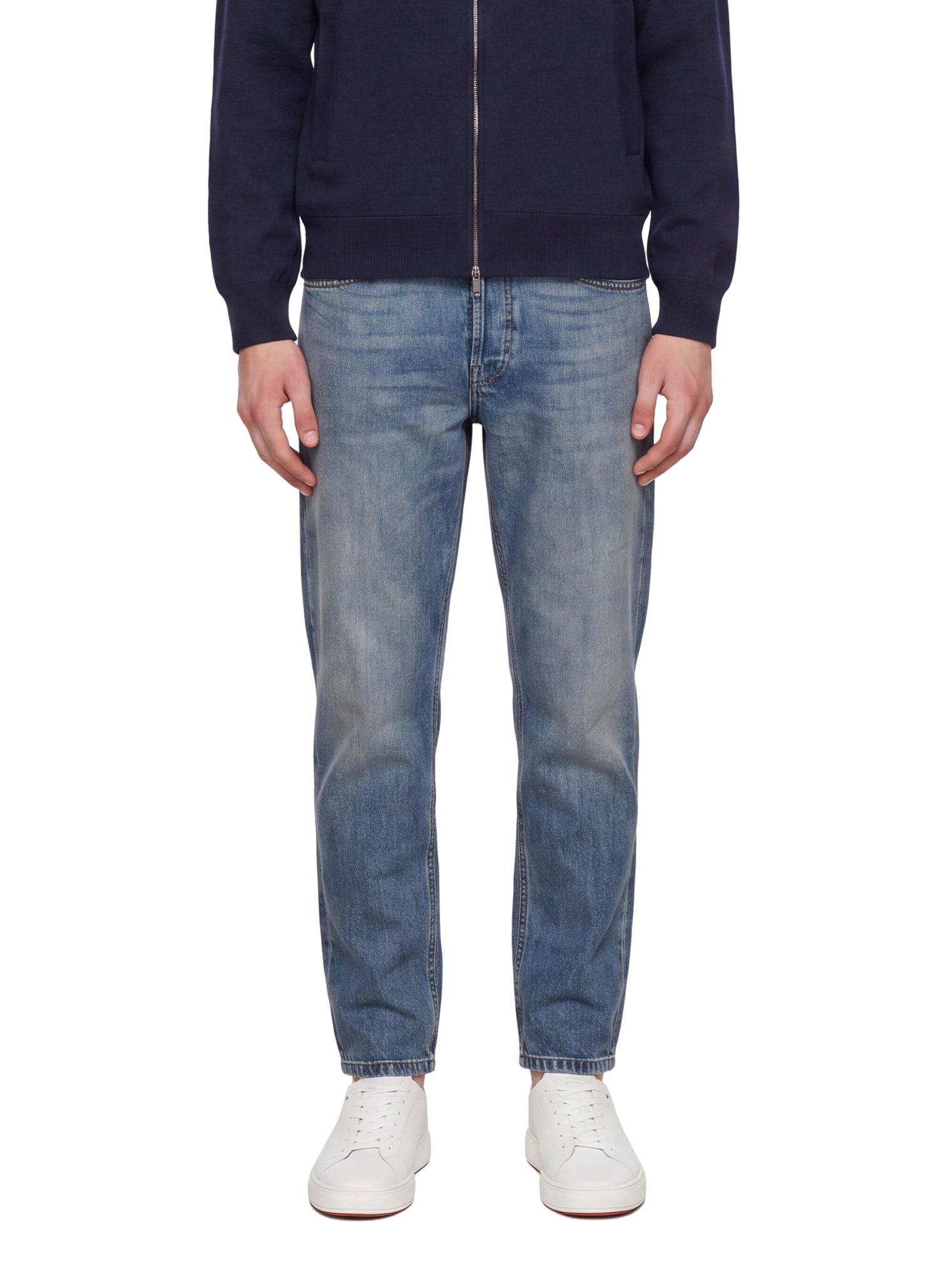Jeans cinque tasche in blu 