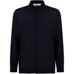 Camicia in maglia di seta blu denim 
