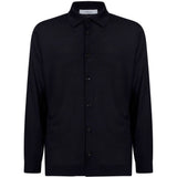 Camicia in maglia di seta blu denim 