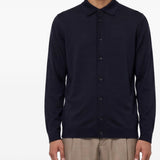 Camicia in maglia di seta blu denim 