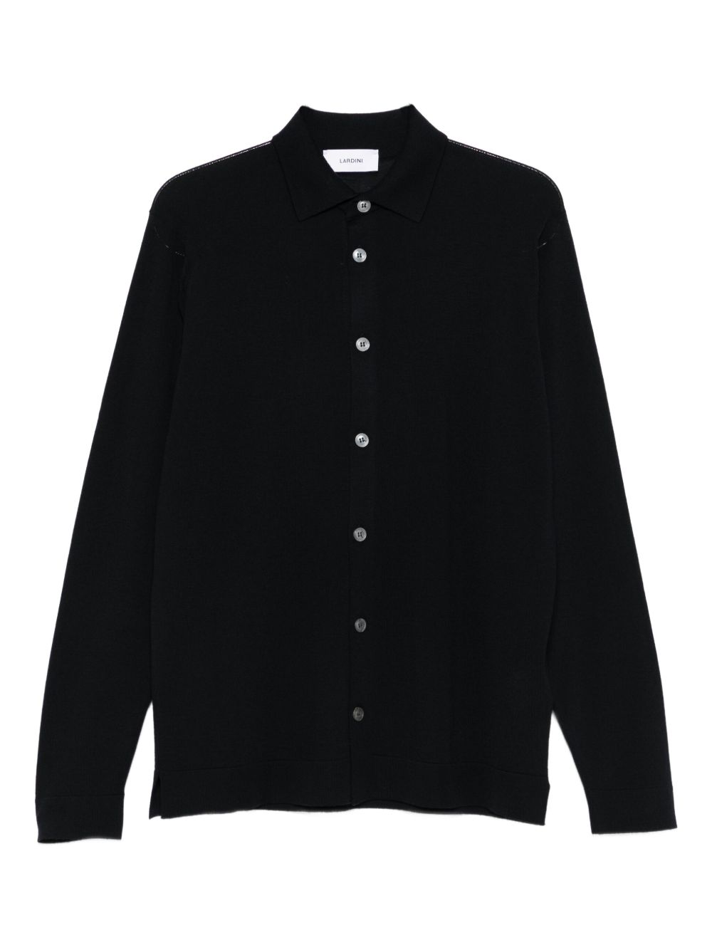 Camicia maglia in merino blu navy 