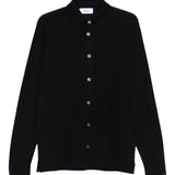Camicia maglia in merino blu navy 