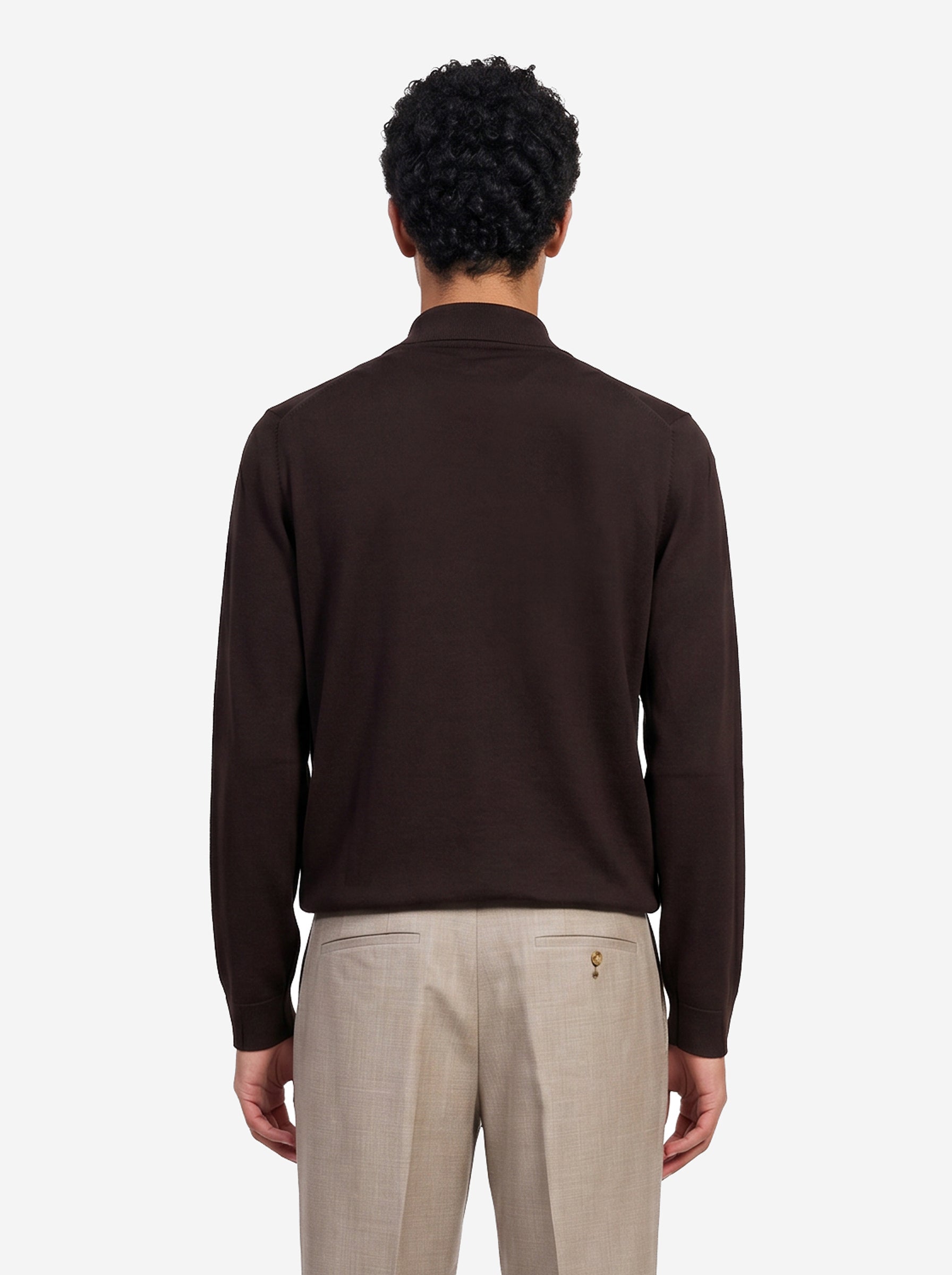 Camicia maglia in merino marrone 