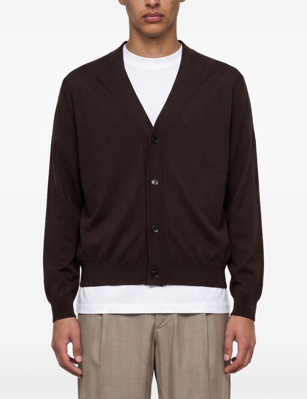 Cardigan con scollo a V in marrone 