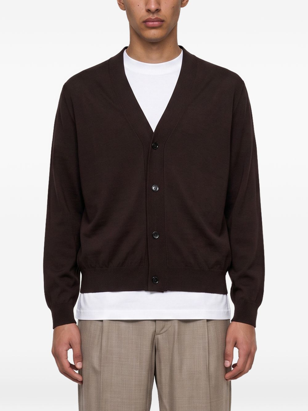 Cardigan con scollo a V in marrone 