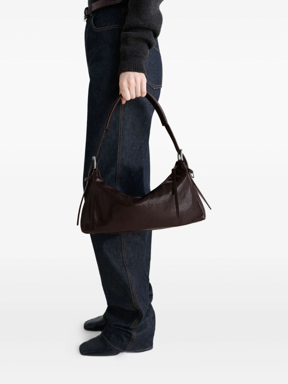 Borsa belted baguette in marrone 