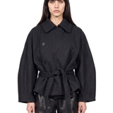 Cappotto corto avvolgente in nero 