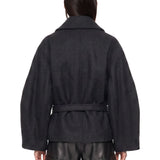 Cappotto corto avvolgente in nero 