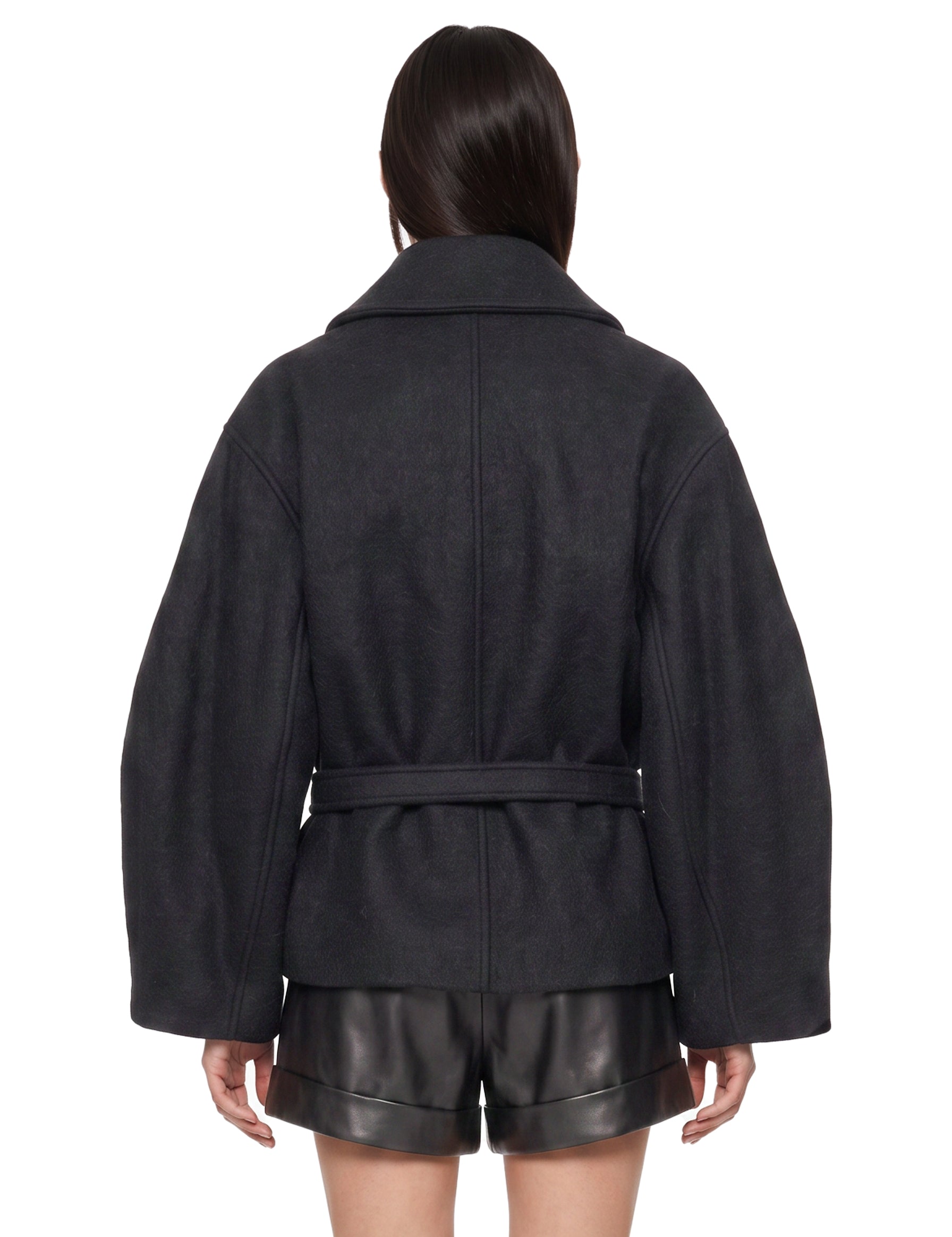 Cappotto corto avvolgente in nero 