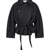 Cappotto corto avvolgente in nero 