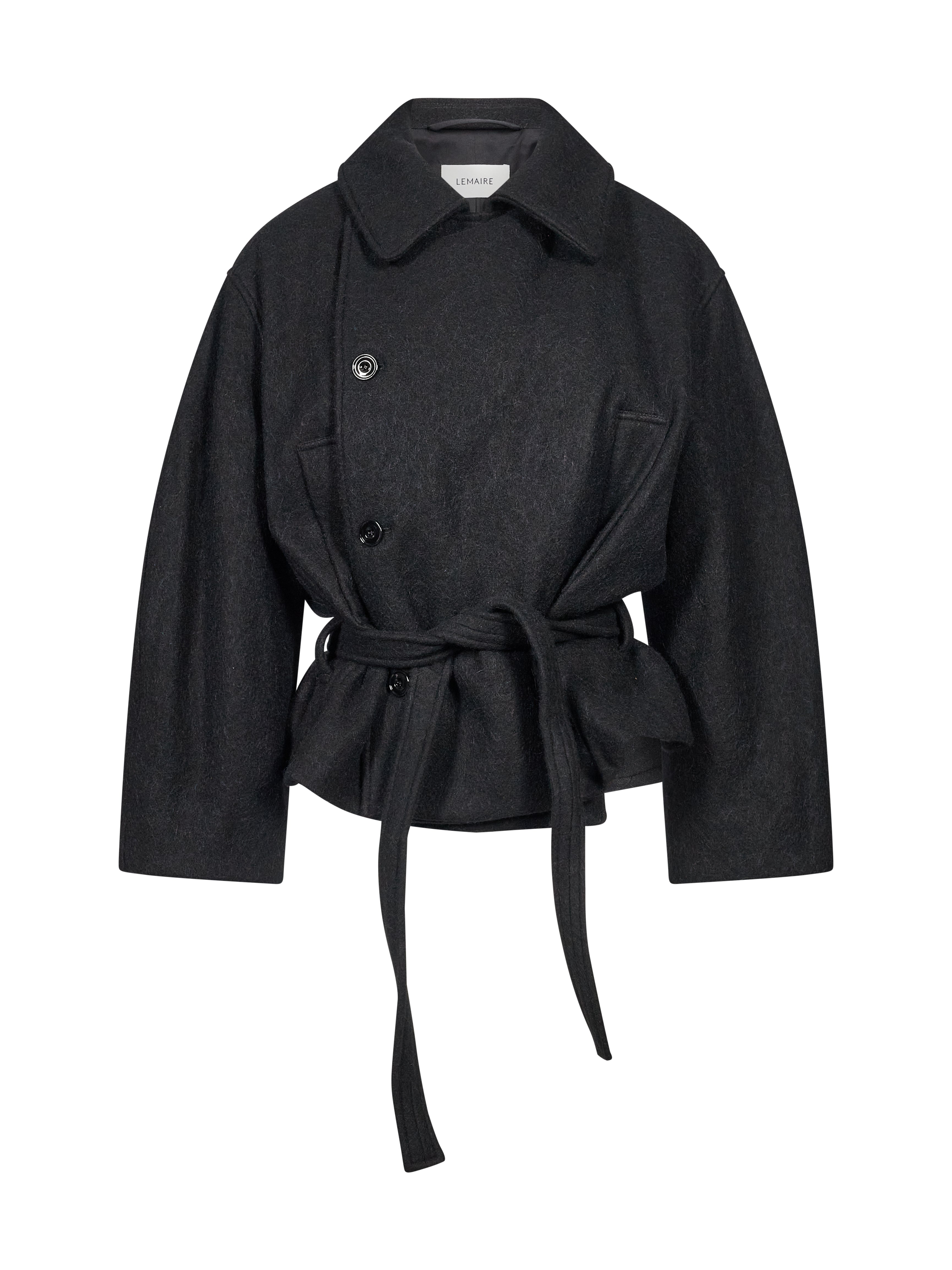 Cappotto corto avvolgente in nero 